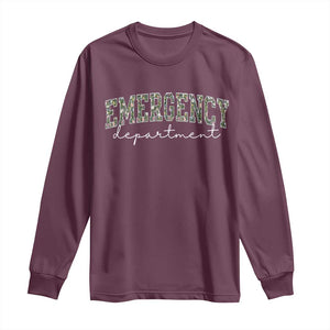 Floral Emergency Department Long Sleeve Shirt ER Nurse Gift TS10 Maroon Print Your Wear