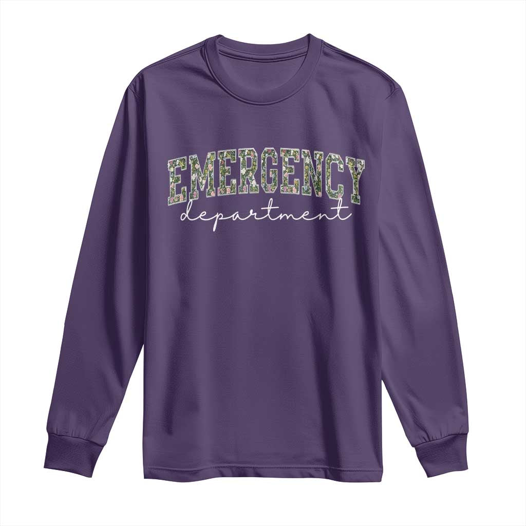 Floral Emergency Department Long Sleeve Shirt ER Nurse Gift TS10 Purple Print Your Wear