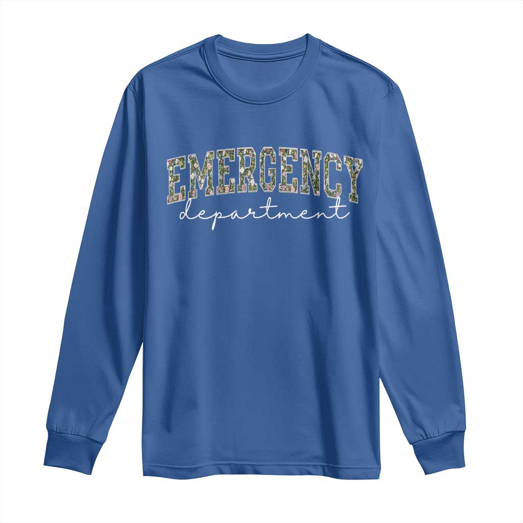 Floral Emergency Department Long Sleeve Shirt ER Nurse Gift TS10 Royal Blue Print Your Wear