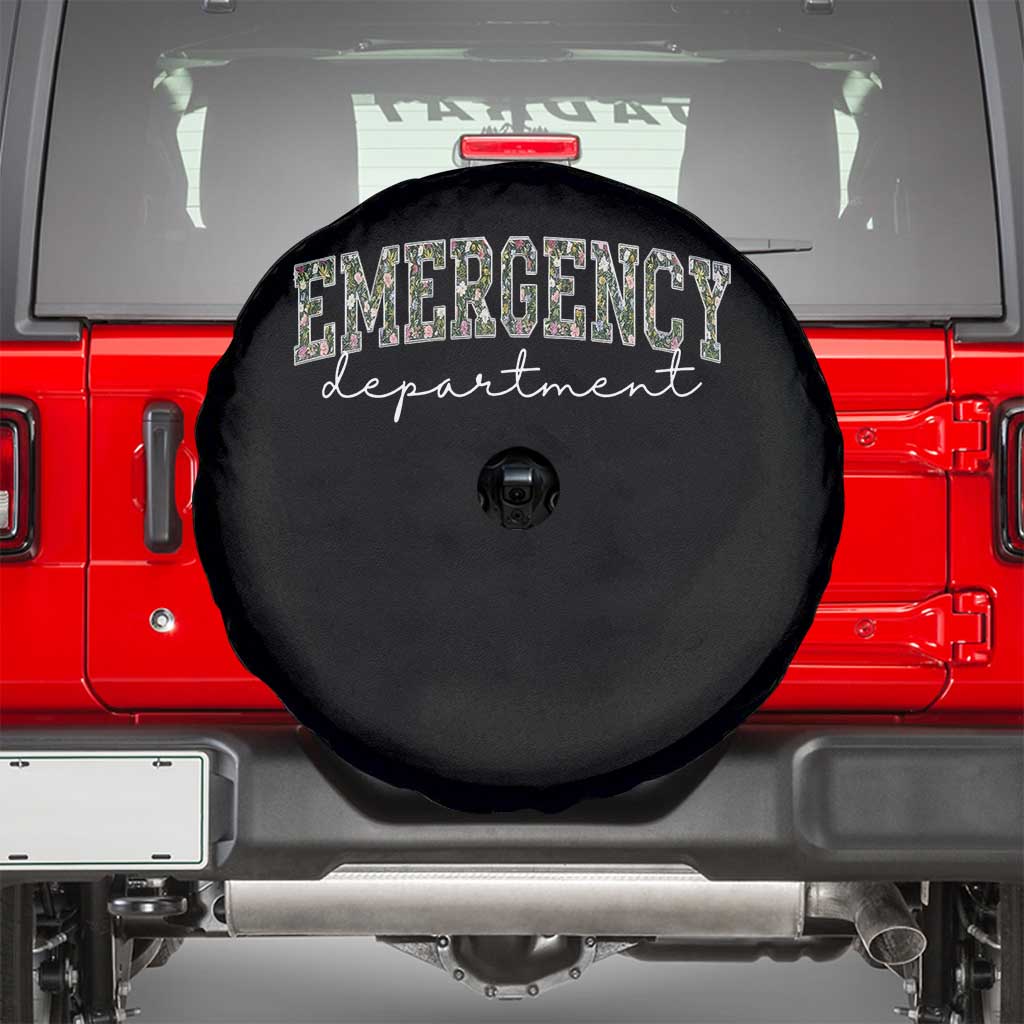 Floral Emergency Department Spare Tire Cover ER Nurse Gift TS10 Black Print Your Wear