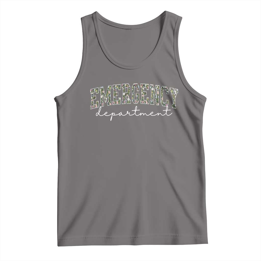Floral Emergency Department Tank Top ER Nurse Gift TS10 Deep Heather Print Your Wear