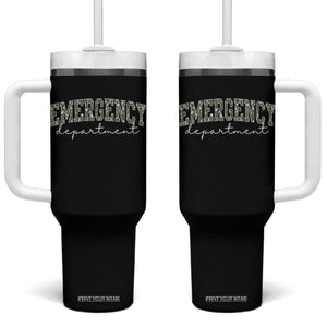 Floral Emergency Department Tumbler With Handle ER Nurse Gift TS10 One Size: 40 oz Black Print Your Wear