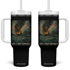 I Run a Tight Shipwreck Tumbler With Handle Homeschool Mama Cool Mom TS10 One Size: 40 oz Black Print Your Wear