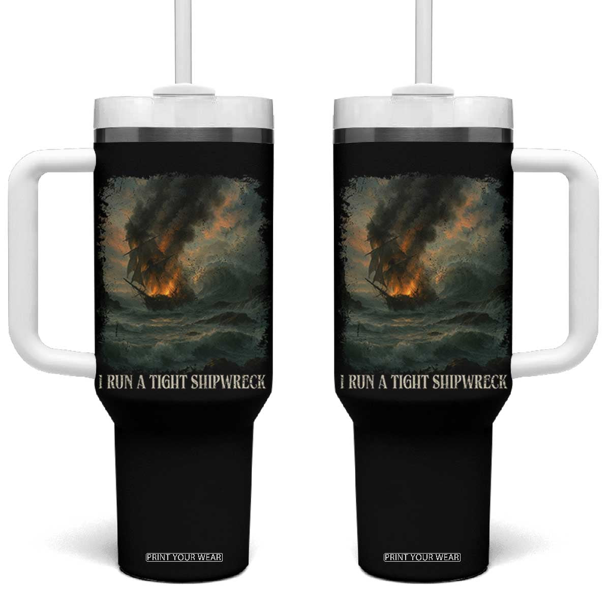 I Run a Tight Shipwreck Tumbler With Handle Homeschool Mama Cool Mom TS10 One Size: 40 oz Black Print Your Wear