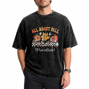 Fall Prevention Washed Cotton T-Shirt Autumn Thanksgiving Nurse PT OT TS10 Print Your Wear