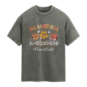 Fall Prevention Washed Cotton T-Shirt Autumn Thanksgiving Nurse PT OT TS10 Olive Green Print Your Wear