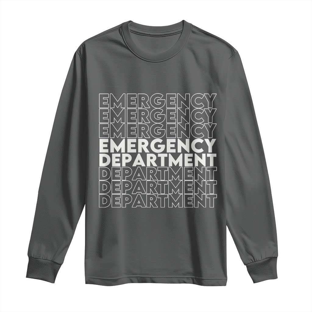 Emergency Department Long Sleeve Shirt Retro ER Nurse Gift TS10 Dark Heather Print Your Wear
