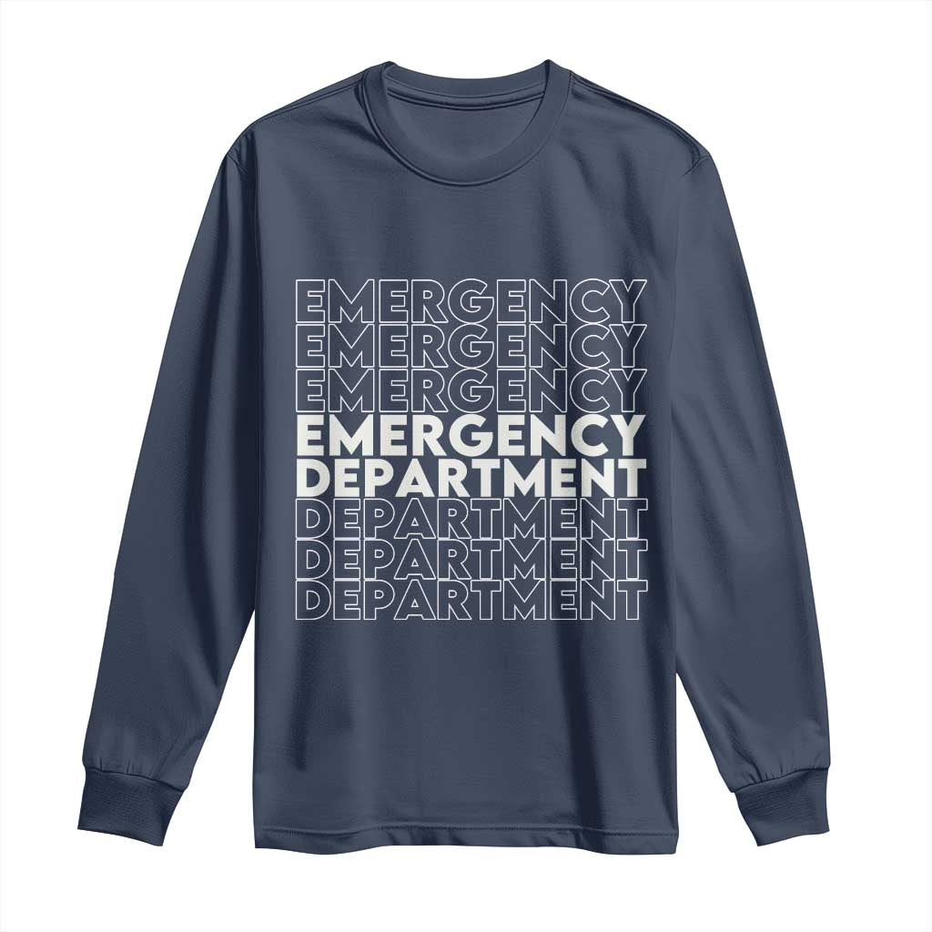 Emergency Department Long Sleeve Shirt Retro ER Nurse Gift TS10 Navy Print Your Wear
