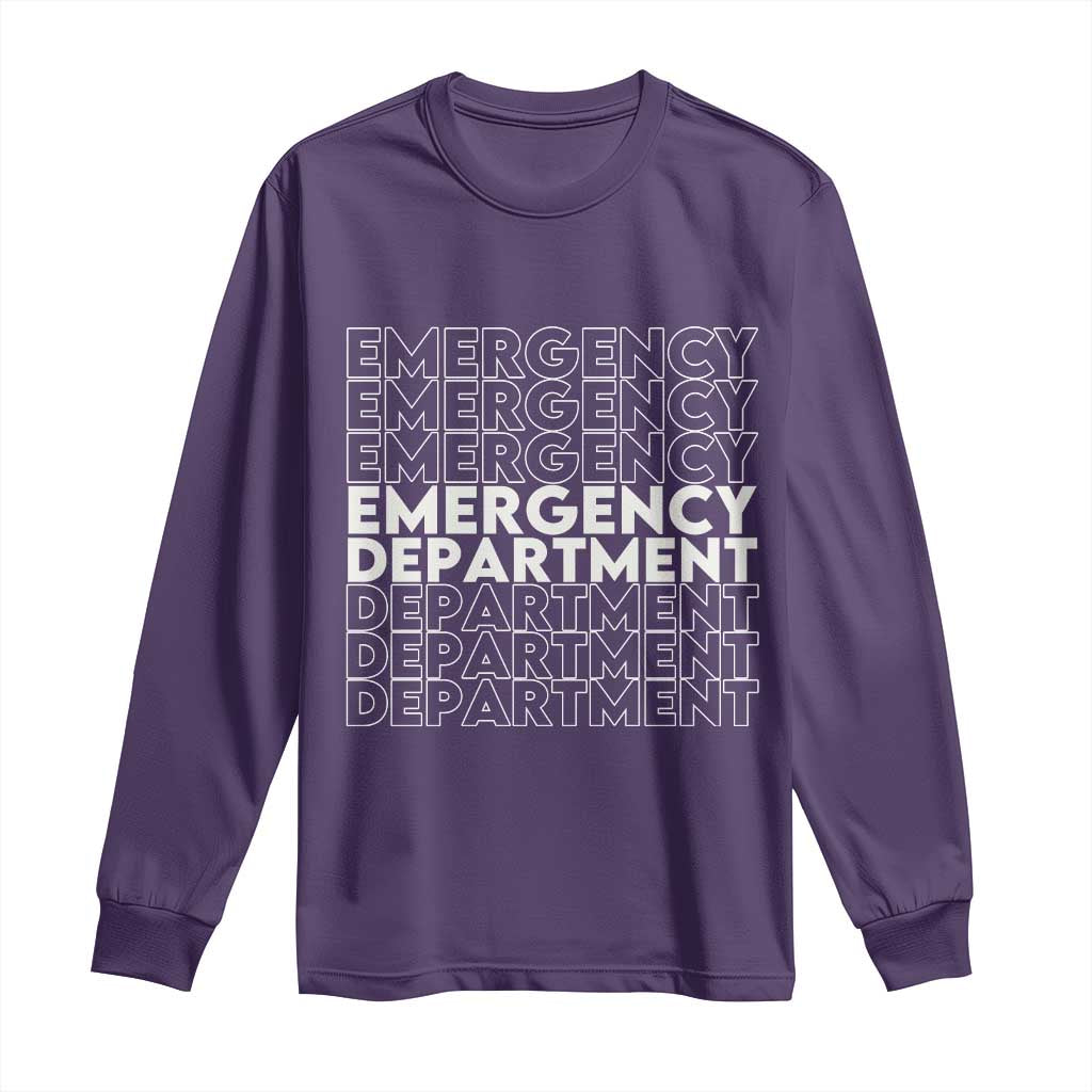 Emergency Department Long Sleeve Shirt Retro ER Nurse Gift TS10 Purple Print Your Wear
