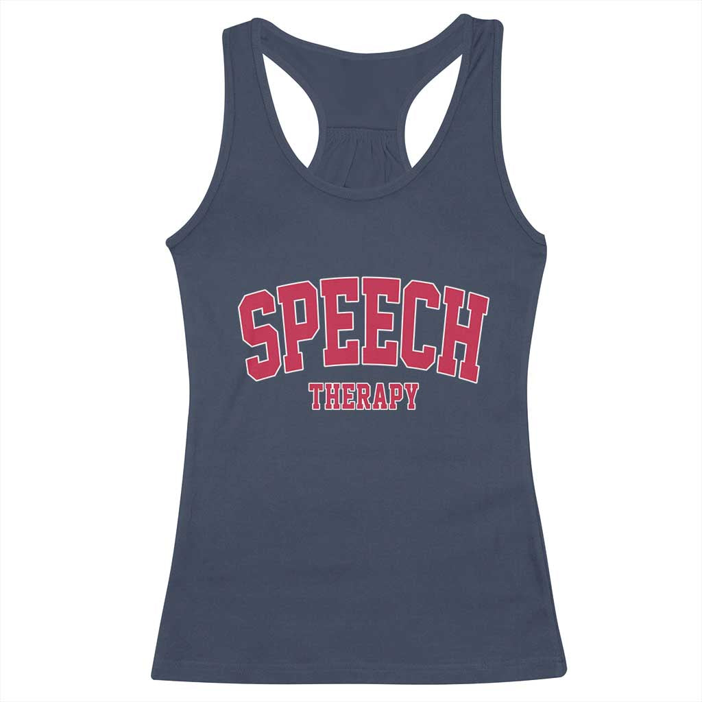 Retro Speech Therapy Racerback Tank Top Special Education Therapist Teacher Appreciation TS10 Navy Print Your Wear