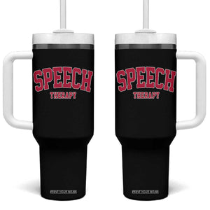 Retro Speech Therapy Tumbler With Handle Special Education Therapist Teacher Appreciation TS10 One Size: 40 oz Black Print Your Wear