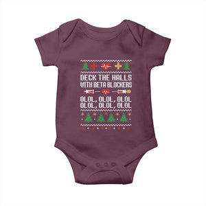 Funny Nurse Ugly Xmas Baby Onesie Deck The Hall With Beta Blockers TS10 Maroon Print Your Wear