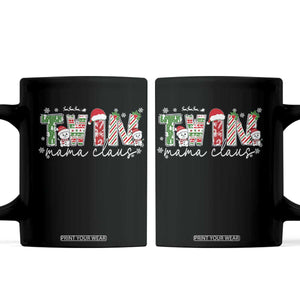 Christmas Twin Mama Claus Coffee Mug Pregnancy Announcement TS10 Black Print Your Wear