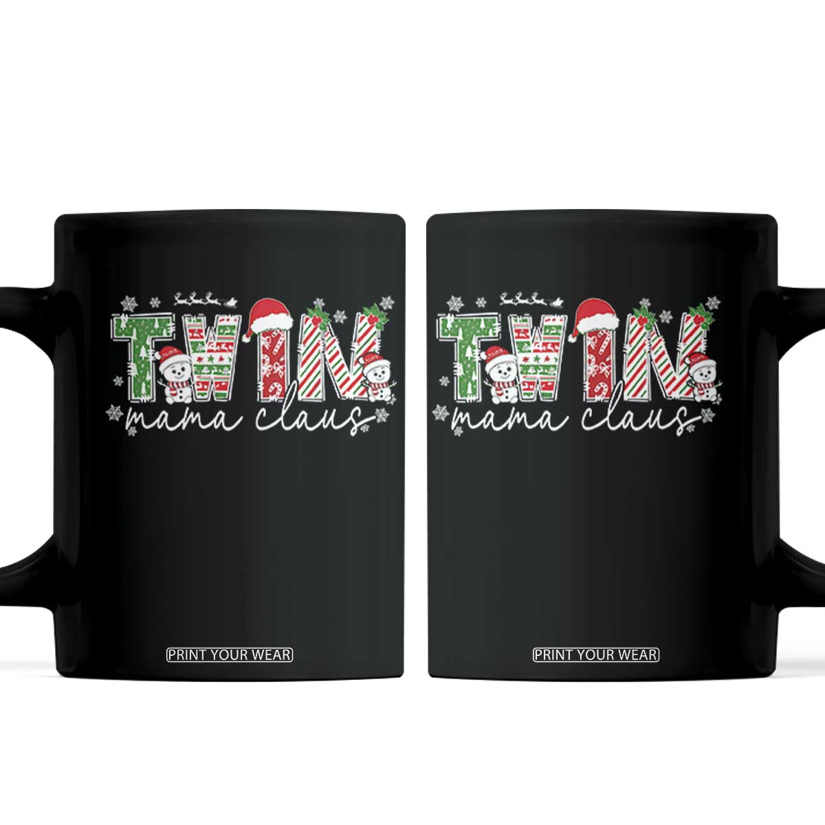 Christmas Twin Mama Claus Coffee Mug Pregnancy Announcement TS10 Black Print Your Wear