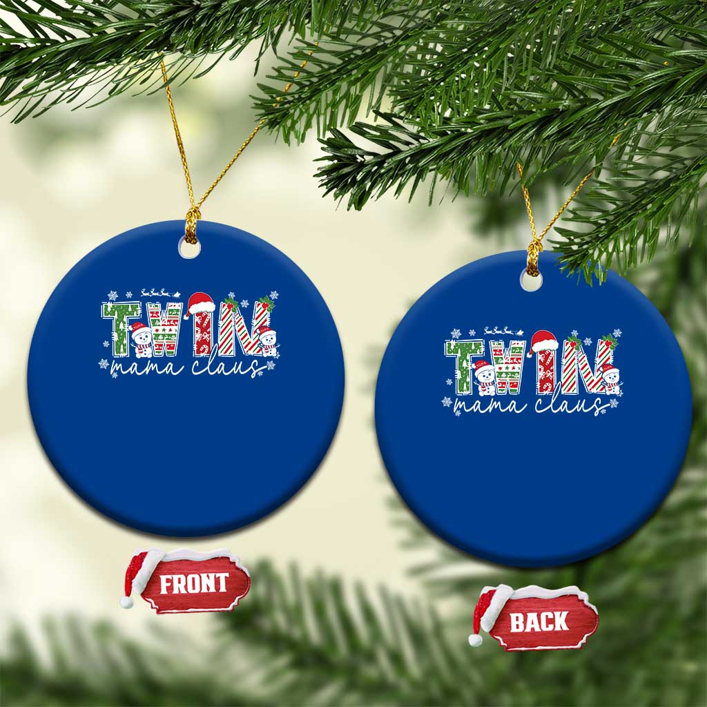 Christmas Twin Mama Claus Ceramic Ornament Pregnancy Announcement TS10 1pc Blue Print Your Wear