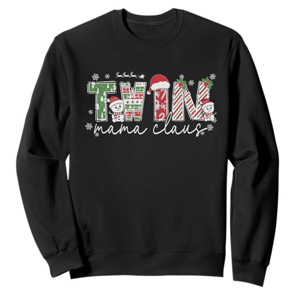 Christmas Twin Mama Claus Sweatshirt Pregnancy Announcement TS10 Black Print Your Wear