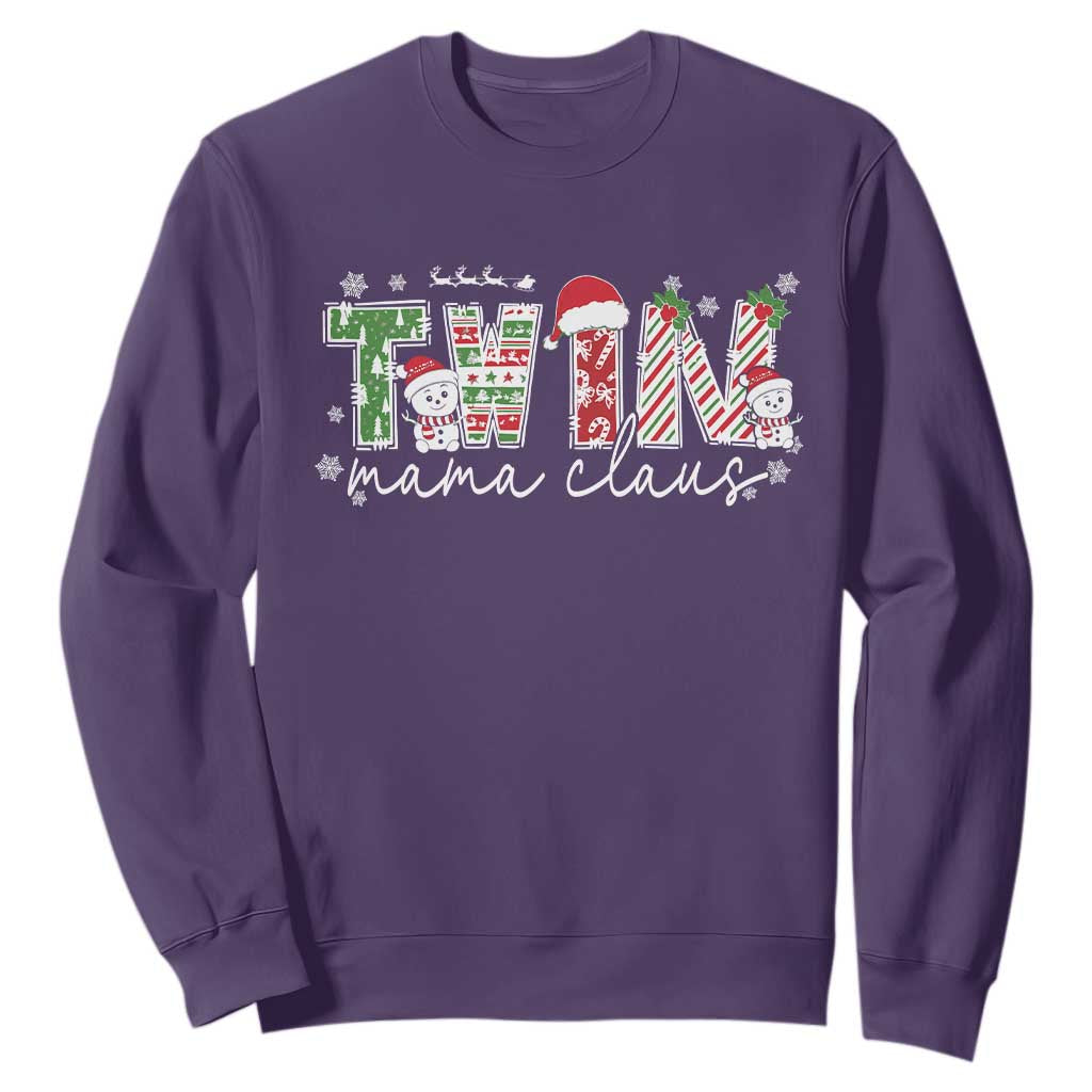 Christmas Twin Mama Claus Sweatshirt Pregnancy Announcement TS10 Purple Print Your Wear