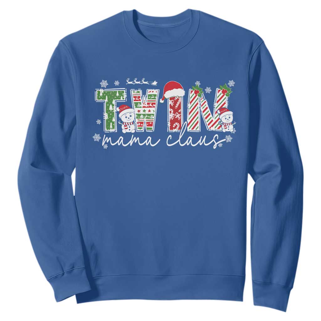 Christmas Twin Mama Claus Sweatshirt Pregnancy Announcement TS10 Royal Blue Print Your Wear
