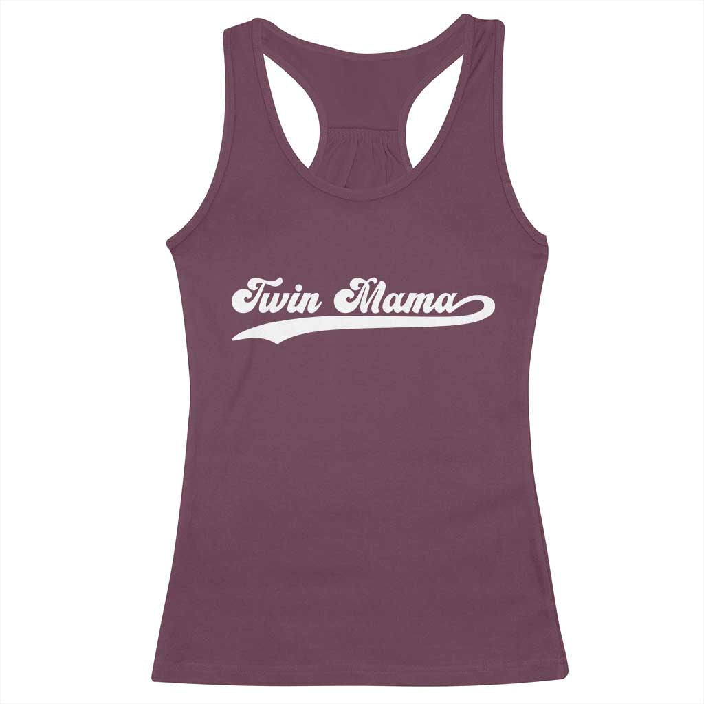Twin Mama Racerback Tank Top Pregnancy Announcement New Mom Gift TS10 Maroon Print Your Wear
