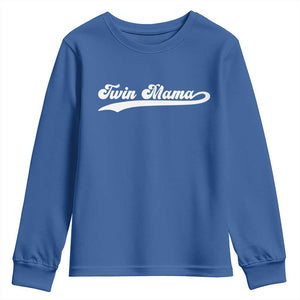Twin Mama Youth Sweatshirt Pregnancy Announcement New Mom Gift TS10 Royal Blue Print Your Wear