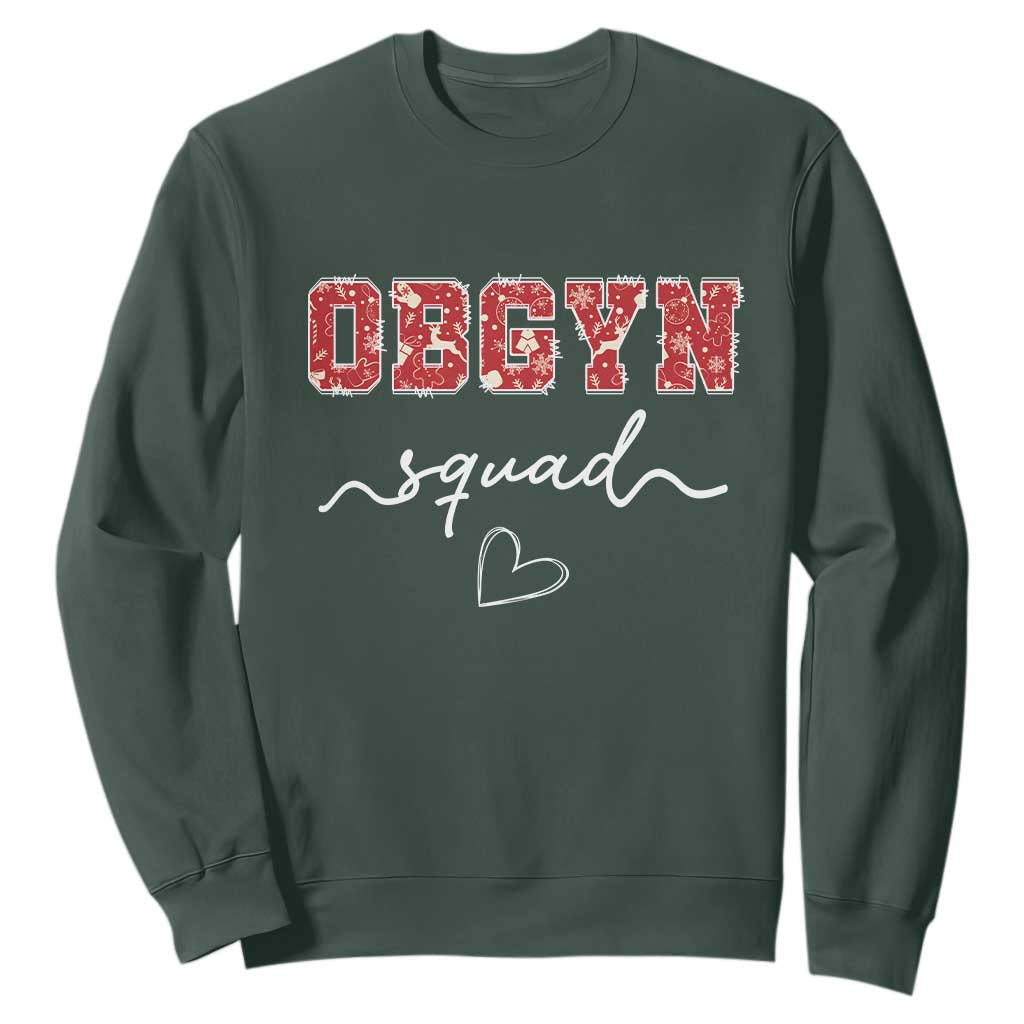 Christmas OBGYN Squad Sweatshirt Obstetrics And Gynecology Nurse TS10 Dark Forest Green Print Your Wear
