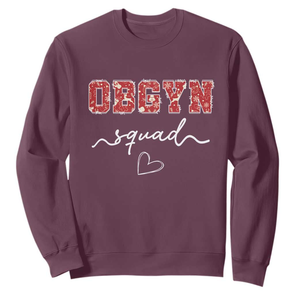 Christmas OBGYN Squad Sweatshirt Obstetrics And Gynecology Nurse TS10 Maroon Print Your Wear