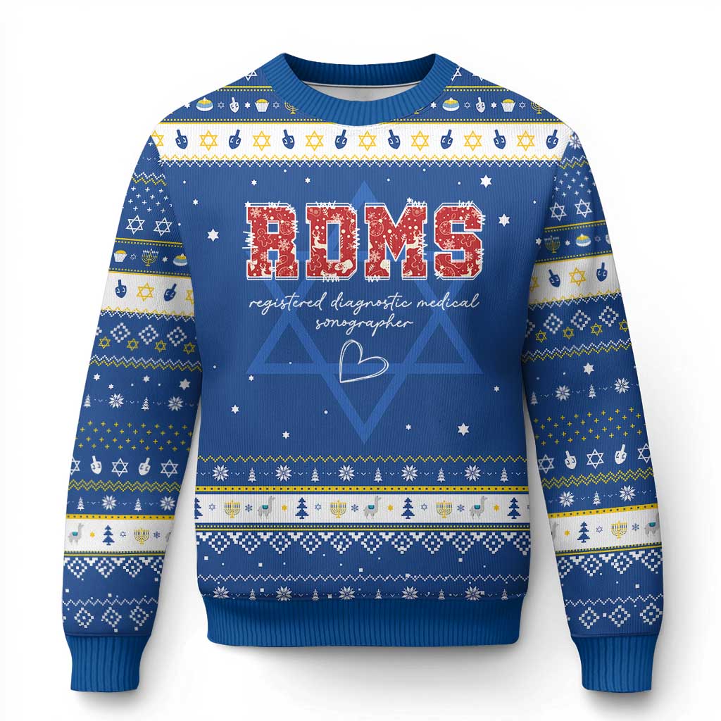 Christmas Sonographer Hanukkah Ugly Sweater RDMS Ultrasound Tech Technologist Gift TS10 Blue White Print Your Wear