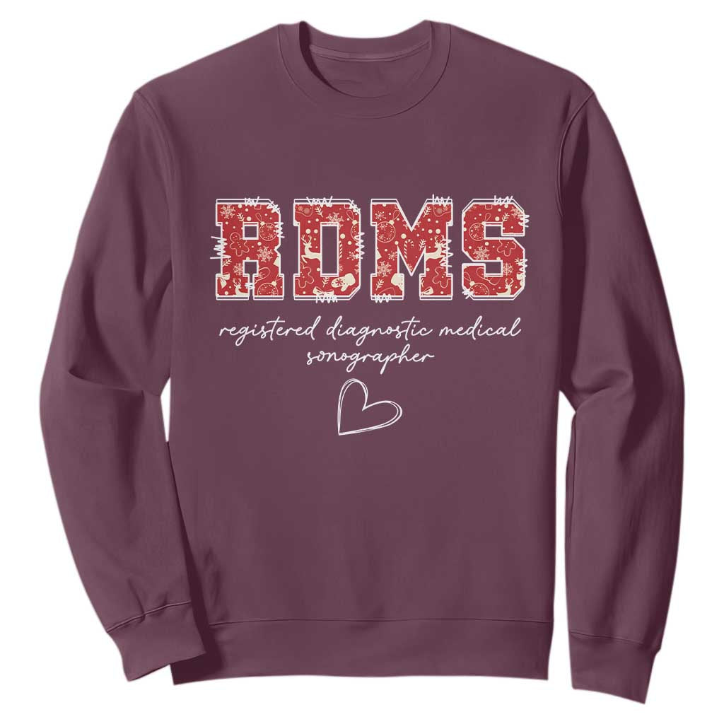Christmas Sonographer Sweatshirt RDMS Ultrasound Tech Technologist Gift TS10 Maroon Print Your Wear