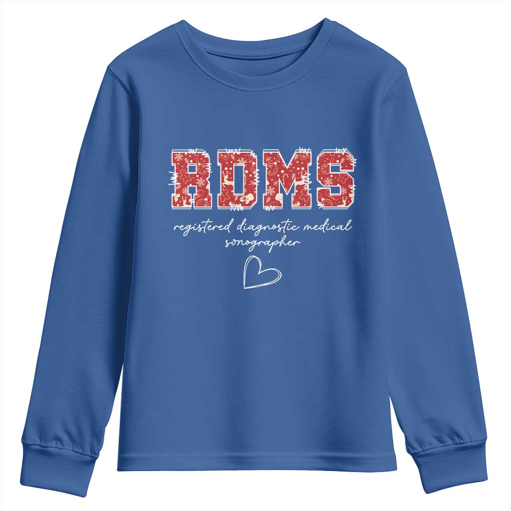 Christmas Sonographer Youth Sweatshirt RDMS Ultrasound Tech Technologist Gift TS10 Royal Blue Print Your Wear