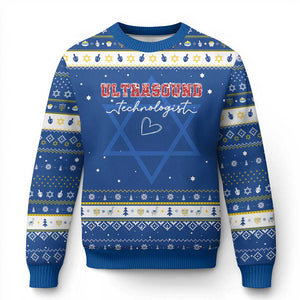Ultrasound Tech Christmas Hanukkah Ugly Sweater Technologist Gift Sonographer Sonography Student TS10 Blue White Print Your Wear