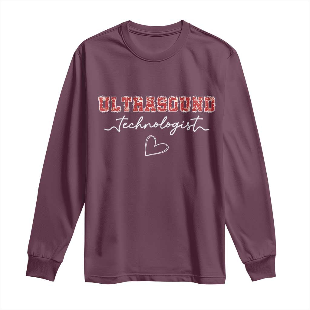 Ultrasound Tech Christmas Long Sleeve Shirt Technologist Gift Sonographer Sonography Student TS10 Maroon Print Your Wear