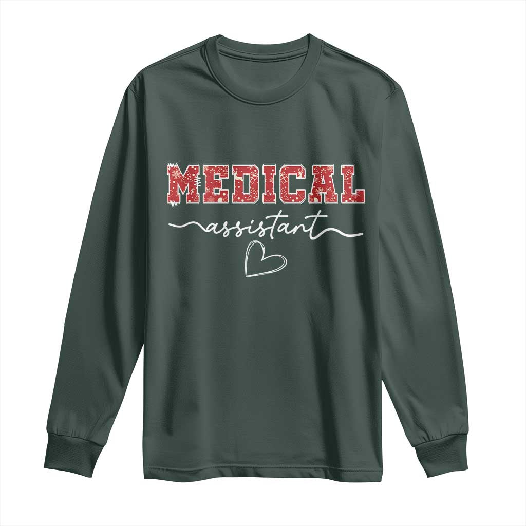 Christmas Medical Assistant Long Sleeve Shirt MA Nurse Gift TS10 Dark Forest Green Print Your Wear