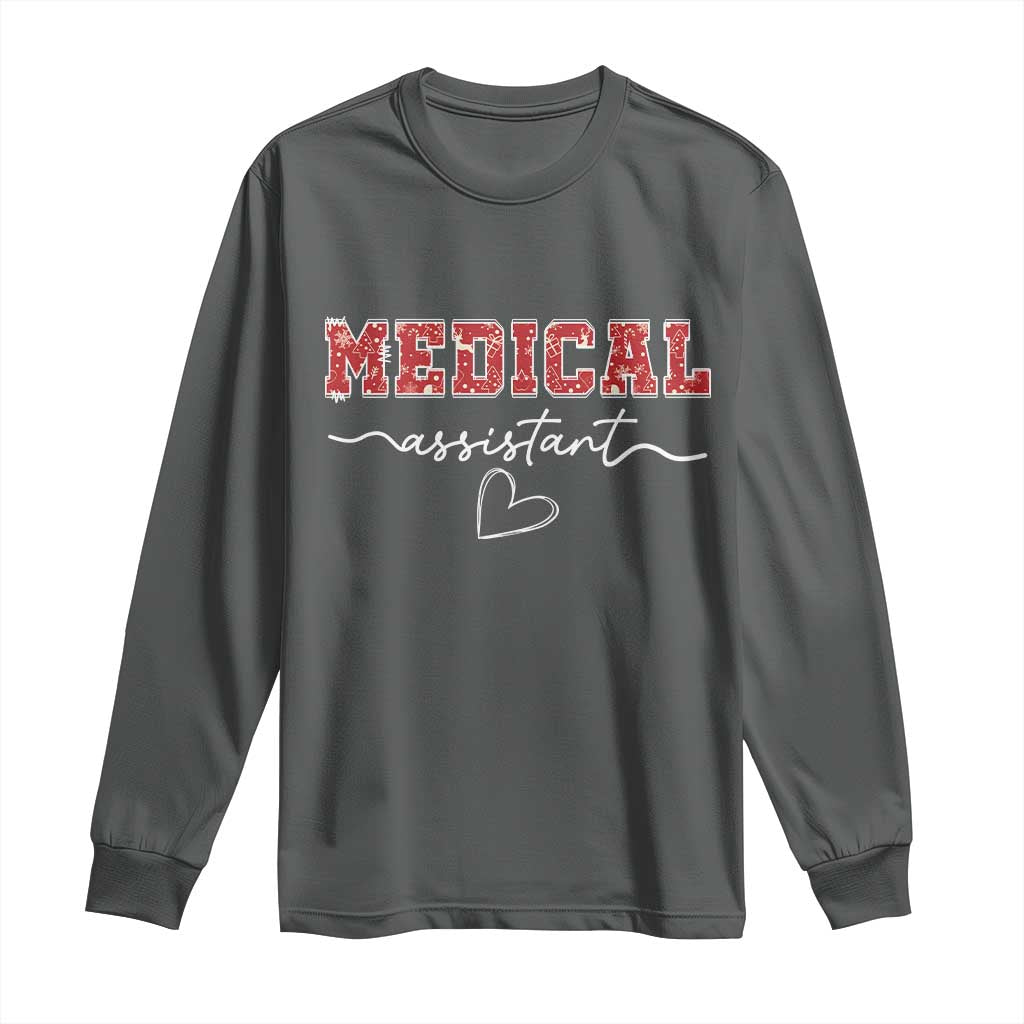 Christmas Medical Assistant Long Sleeve Shirt MA Nurse Gift TS10 Dark Heather Print Your Wear