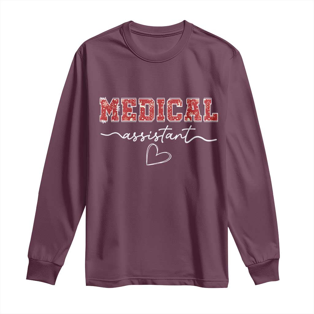 Christmas Medical Assistant Long Sleeve Shirt MA Nurse Gift TS10 Maroon Print Your Wear
