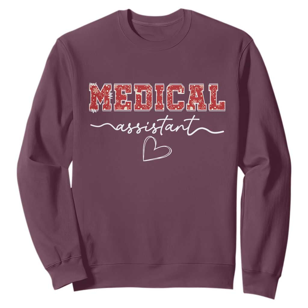 Christmas Medical Assistant Sweatshirt MA Nurse Gift TS10 Maroon Print Your Wear
