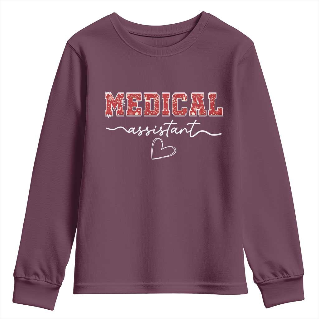 Christmas Medical Assistant Youth Sweatshirt MA Nurse Gift TS10 Maroon Print Your Wear