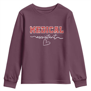 Christmas Medical Assistant Youth Sweatshirt MA Nurse Gift TS10 Maroon Print Your Wear