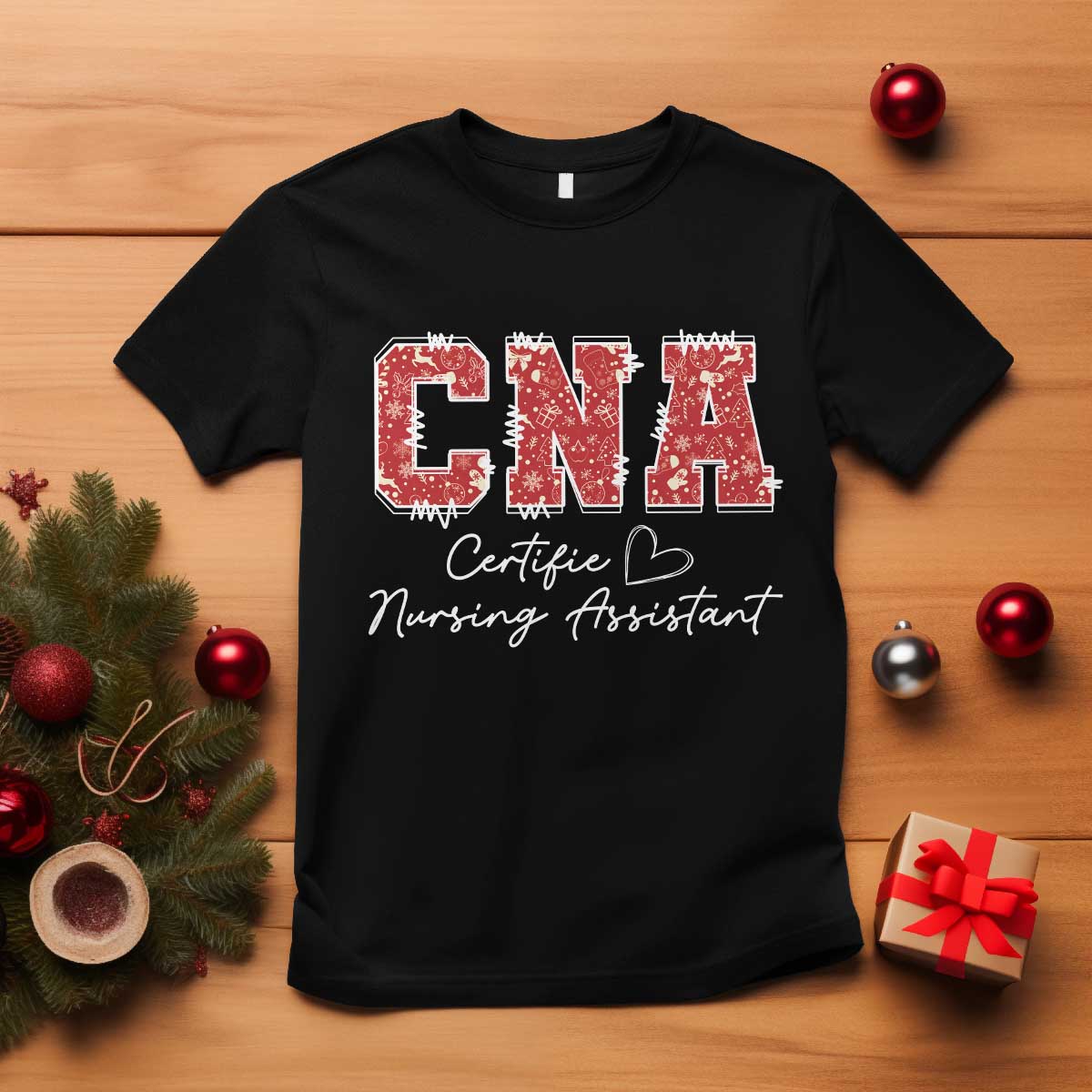 CNA Christmas T Shirt Certified Nursing Assistant Gift TS10 Black Print Your Wear