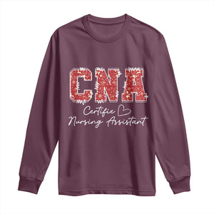 CNA Christmas Long Sleeve Shirt Certified Nursing Assistant Gift TS10 Maroon Print Your Wear
