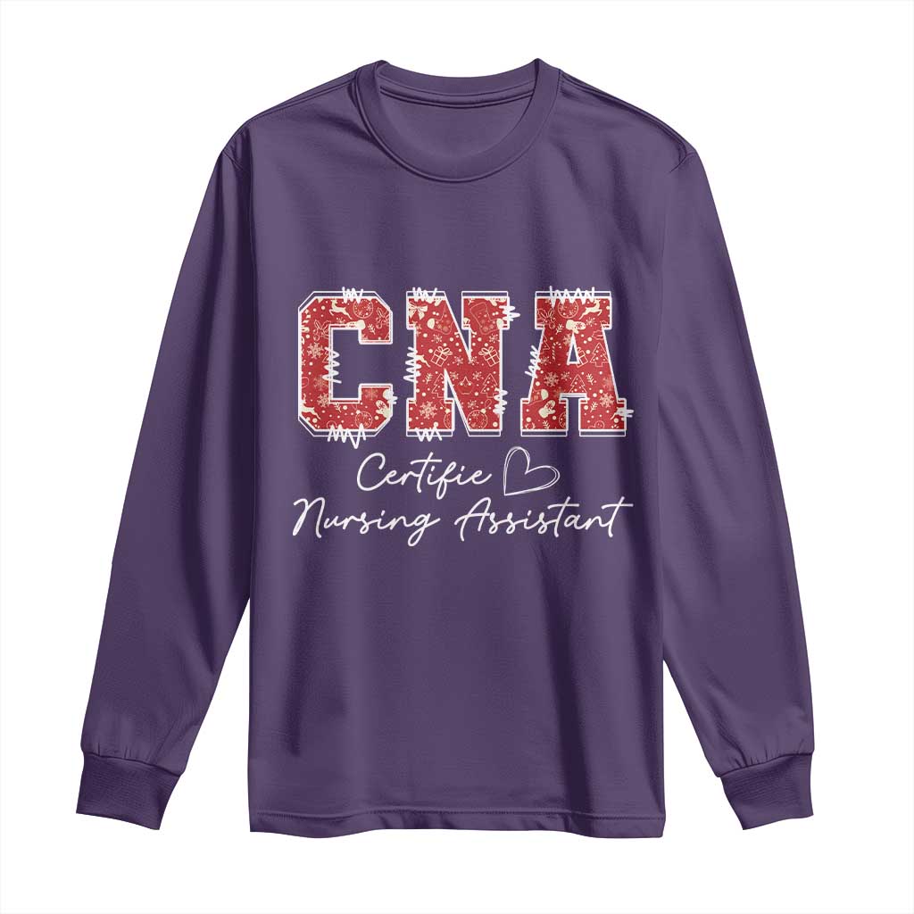 CNA Christmas Long Sleeve Shirt Certified Nursing Assistant Gift TS10 Purple Print Your Wear