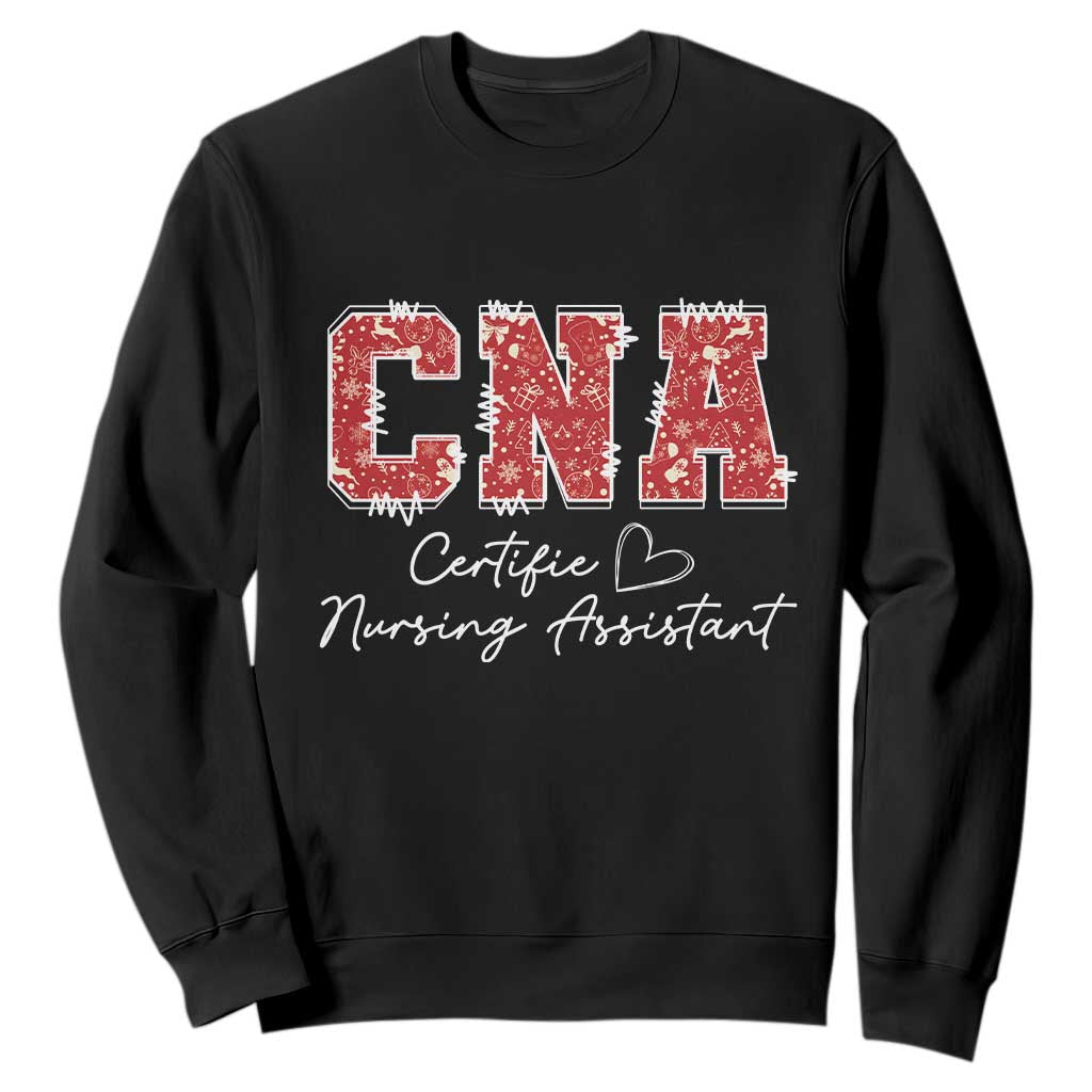 CNA Christmas Sweatshirt Certified Nursing Assistant Gift TS10 Black Print Your Wear