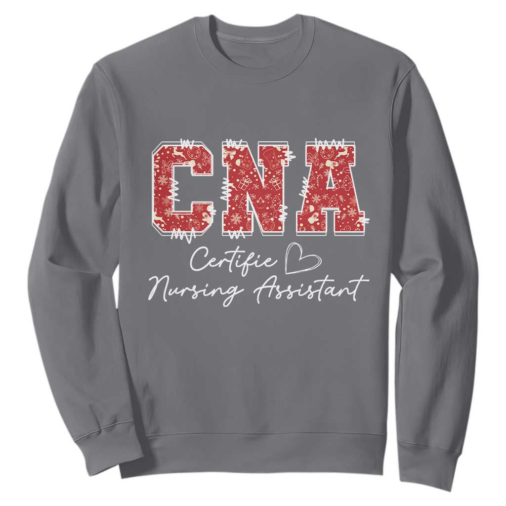 CNA Christmas Sweatshirt Certified Nursing Assistant Gift TS10 Charcoal Print Your Wear