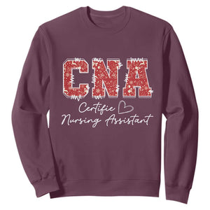 CNA Christmas Sweatshirt Certified Nursing Assistant Gift TS10 Maroon Print Your Wear
