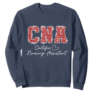 CNA Christmas Sweatshirt Certified Nursing Assistant Gift TS10 Navy Print Your Wear