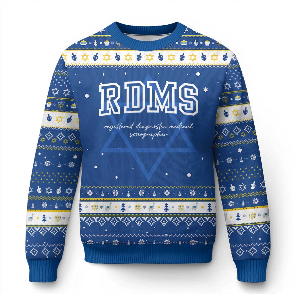 Sonographer Hanukkah Ugly Sweater RDMS Ultrasound Tech Technologist Gift TS10 Blue White Print Your Wear