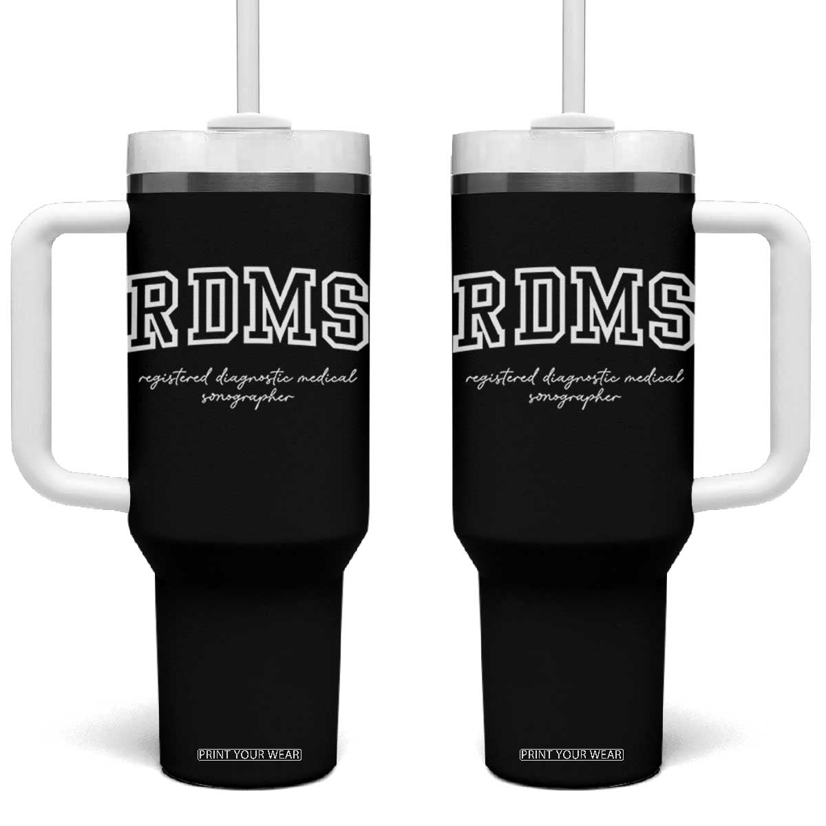 Sonographer Tumbler With Handle RDMS Ultrasound Tech Technologist Gift TS10 One Size: 40 oz Black Print Your Wear