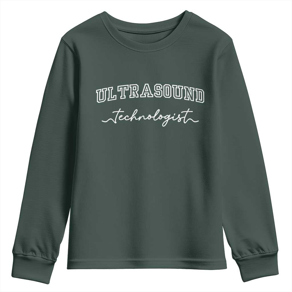 Ultrasound Tech Youth Sweatshirt Technologist Gift Sonographer Sonography Student TS10 Dark Forest Green Print Your Wear