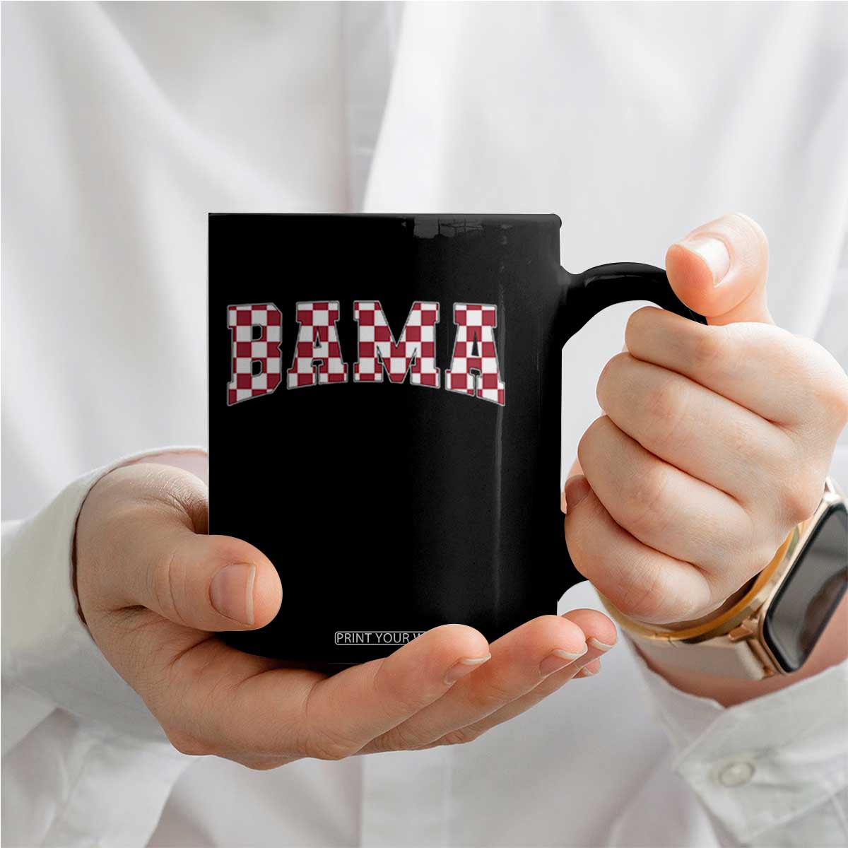Vintage Bama Coffee Mug Retro Checkered Varsity Alabama Lover AL State TS10 Print Your Wear