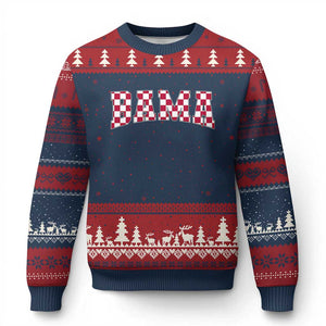 Vintage Bama Ugly Christmas Sweater Retro Checkered Varsity Alabama Lover AL State TS10 Navy Red Print Your Wear