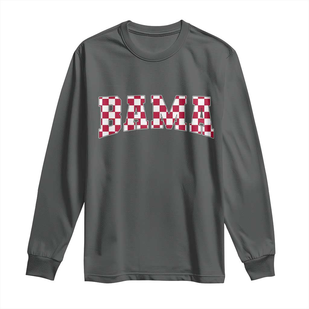 Vintage Bama Long Sleeve Shirt Retro Checkered Varsity Alabama Lover AL State TS10 Dark Heather Print Your Wear
